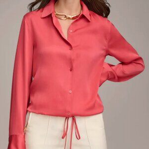 Donna Karan | Silky Long Sleeve Coral Blouse Sz Medium